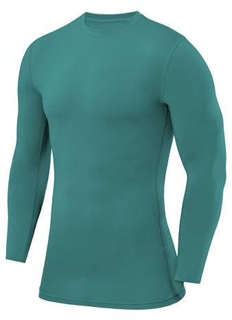 PowerLayer Camiseta de compresión para hombre - Camiseta de compresión de manga larga - Camiseta de correr para hombre - Camiseta deportiva - Camiseta de manga larga de ropa interior, verde, M