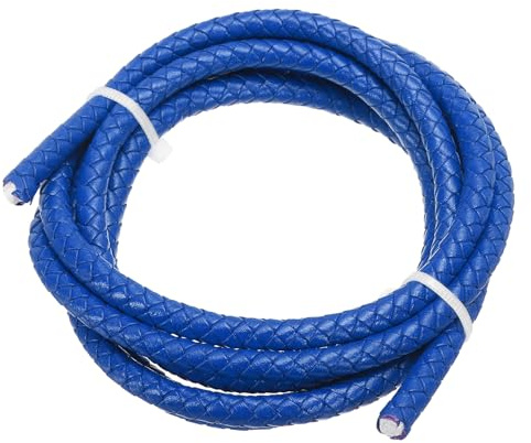 PATIKIL Round Braided Leather Cord 6mm Per Creazione Di Gioielli Blu | 1.1 Iarde, Cordone In Pelle Intrecciata Autentica Stringa In Pelle Piegata, Collane Braccialetti
