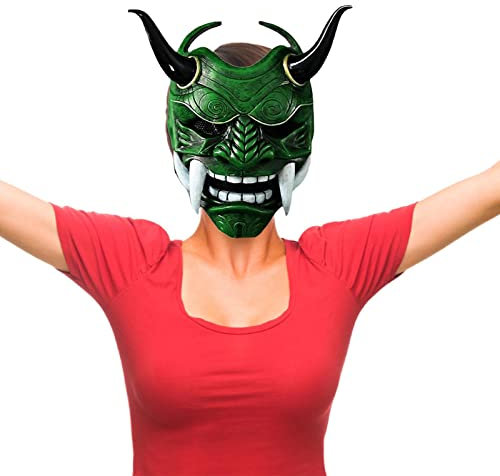 Halloween-samuraii-Gesichtsabdeckung - Halloween-samuraii-Gesichtsstütze | Japanische Geister samuraii Hannya aus Latex Cosplay Prop Gesichtsbedeckungen