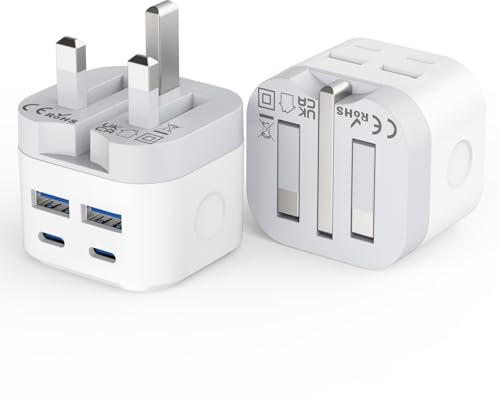 USB C Plug,2Pack 40W Multiport USB Wall Plug Dual USBC Plug Fast Charge UK Charging Plug for iPhone 16 16 Pro 15 14 13 12 11 Pro Max Plus X