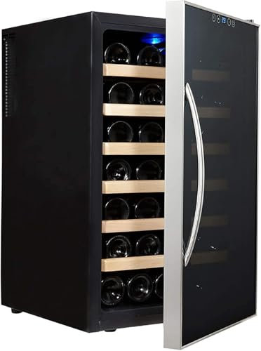 Compresor de 28 botellas Enfriador de vino Refrigerador Bodega independiente grande Hidratación a temperatura constante Bloqueo de luz Absorción de impactos silenciosa Control de temperatura digital