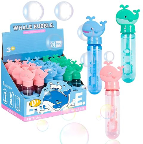 24 pezzi Bolla Giocattolo per Bambini,Set di Bolle di balene,Bolle di Sapone per Bambini,Bolle di Sapone Giocattolo,Bacchetta Bolle di Sapone per Matrimonio, Compleanno, Feste in Giardino