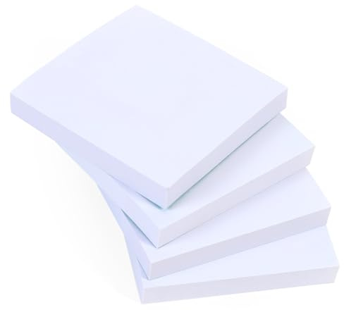 8 dynor vita (fyrkantiga) klisterlappar | 100 ark per dyna 76 x 76 mm (3 tum x 3 tum) | Ren och minimalistisk design för kontorsminnen, studieanteckningar och organiserade påminnelser