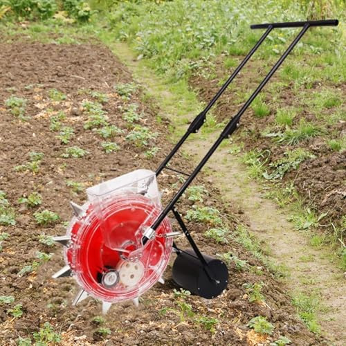 Asiwnshw Manual Seeder Hand-Push Garden Seeder and Fertilizer Applicator, Precision Garden Push Seeder Machine, Roller Seeding Seeder Peanut Corn Bean Planter(12 Holes)