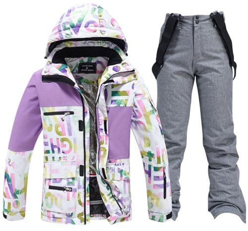Vhersily 2025 Skijacke und Hose Set Herren Damen Warm Schnee Wasserdicht Winddicht Atmungsaktiv Skianzug Für Training Gym Herbst Winter Paar Kostüme