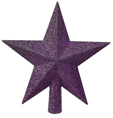 Kaemingk Julgransspets plast, 19 cm stjärna med glitter, julgransspets – julgransprydnad och julgransprydnad – fikon