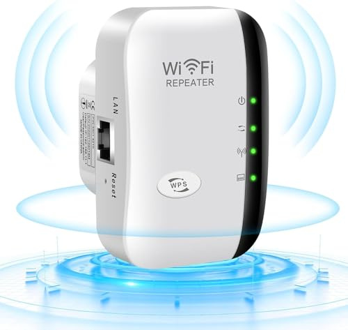 WLAN Repeater mit 300 Mbps - WLAN Verstärker WiFi Extender Booster 2,4GHz WiFi Extender mit Repeater/AP Modus und WPS-Funktion Internet Verstärker bis zu 3000qm und 30 Geräte (weiß)
