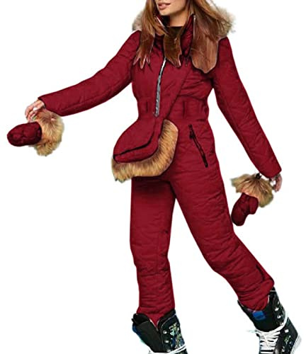 Mono de esquí con cremallera para mujer, traje de esquí de una pieza para invierno al aire libre, traje de nieve impermeable y pantalón para deportes al aire libre no extraíble, clásico de moda