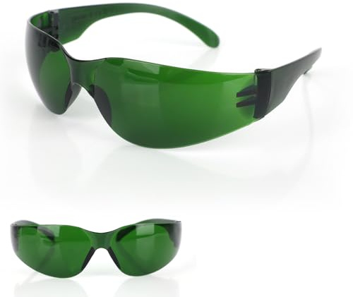 Fukaisu 2uds Gafas de Bloqueo de Luz Roja, Gafa Protección Ocular para Gafa Bronceado 200-2000nm Gafas Seguridad Bloqueo para Luz Roja y Infrarroja Cercana Sesiones (Verde)