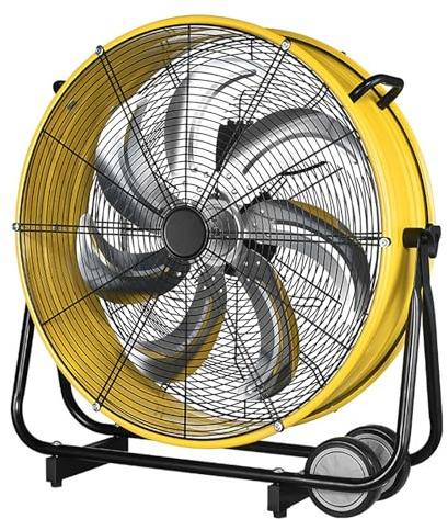 High-Velocity Floor Drum Fan, Heavy Duty Portable Floor-standing Fans with 3-Speed Adjustable, 360° Tilt, Industrial Metal Exhaust Air Circulator Fans for Factory Warehouse Basement