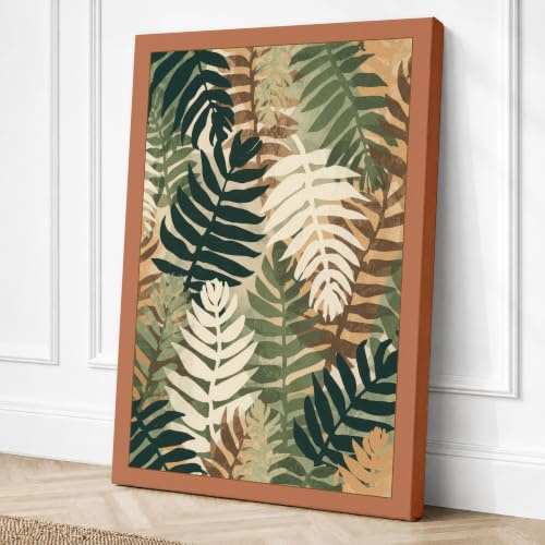 Layered Fern Study Botanical Canvas Wall Art Print 30x20 Inch | Ready to Hang, Gallery Wrapped, Fade-Resistant Inks, Securely Packaged, UK Made