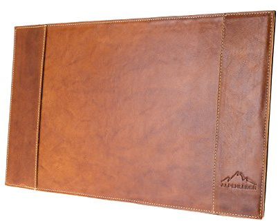 Alpenleder Schreibtischunterlage - TIROL (Handgefertigt) - Nachhaltiges Bio-Leder aus regionaler Landwirtschaft | Schreibtischunterlage leder, Mit Dokumentenfach *Fair Produziert* (68 x 45cm, Cognac)