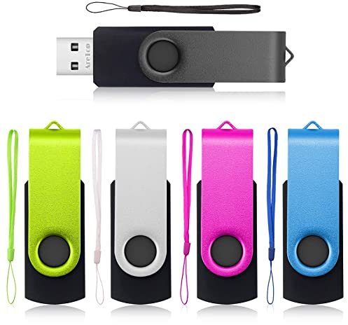 USB Stick, AreTop 8GB Memory Stick 5Pack, USB Flash Drive 8GB, Metal Multicolored High Speed USB 2.0 Flash Drive for Data Storage with 5pcs Ropes