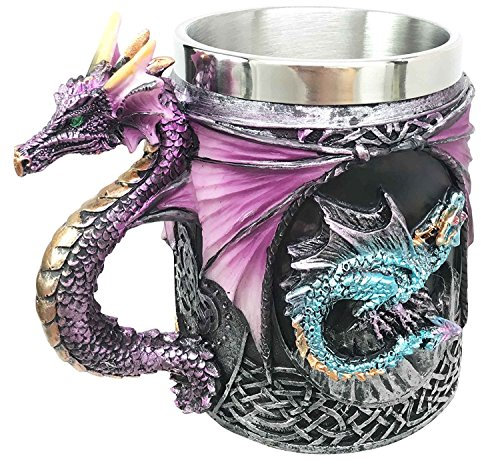 Myths And Legends The Conception Of Blue Fire Beowulf Purple Dragon Beer Stein Tankard Coffee Cup Mug Great Gift For Dragon Lovers Party Hosting (Purple Dragon)