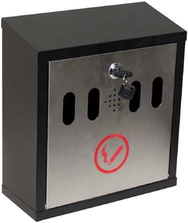 Qualarc WF-8022 Hayward Wall Mount Cigarette Ash Receptacle Black with Stainless