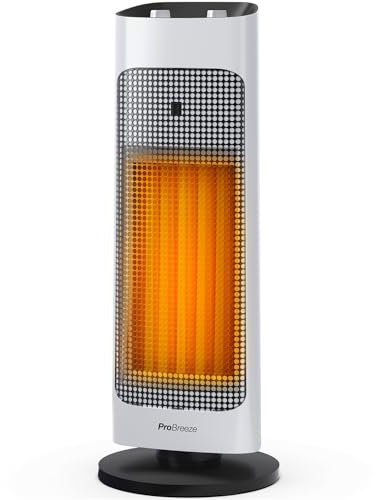 Pro Breeze® 2000W Ceramic Tower Fan Heater - Energy Saving Electric Heater with Automatic Oscillation Tip-Over Protection & 4 Heat Settings - Portable Tower Heater for Home & Office