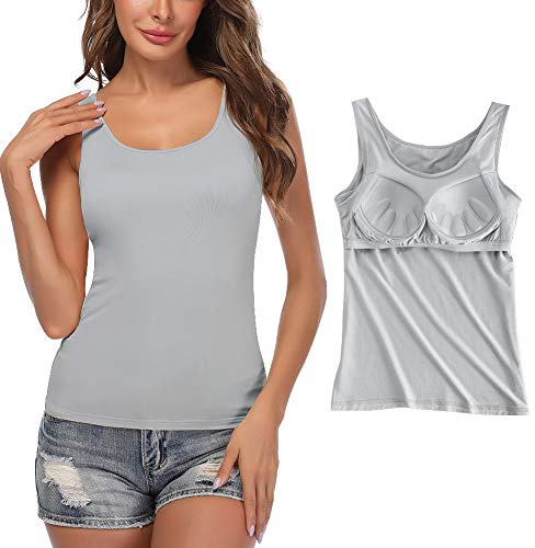 STARBILD Débardeurs pour Femmes avec Soutien-Gorge intégré Débardeur de Yoga sans Manches Haut Camisoles rembourrées de Base Bleu 3XL