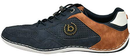 bugatti Herren Casual Sneaker mit Flexibler Sohle, Schnürschuh mit Memory Foam, Elastische Schnürsenkel, Dunkelblau, 42 EU