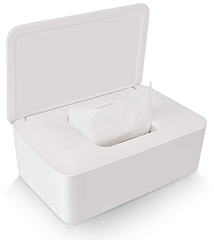Feuchttücherspender, staubdichte Taschentuch-Aufbewahrungsbox, Feuchttücherspender, Halter mit Deckel für Home Office Schreibtisch (weiß)