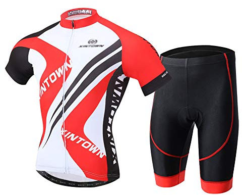 YOUCAI Herren Radtrikot Anzüge Atmungsaktiv Elastische Schnell Trocknend Fahrradbekleidung Set Trikot Kurzarm + Radhose mit 3D Sitzpolster für MTB Outdoor Biking 4 M