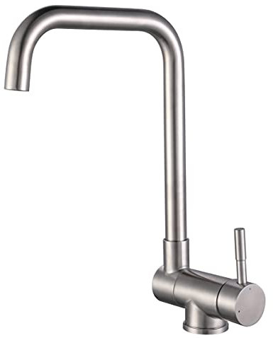 KINSE Vorfenster-Küchenarmatur klappbar Edelstahl | 360° Schwenkbar Einhebel Unterfenster Armatur | Hochdruck Wasserhahn Küche | gebürstet matt