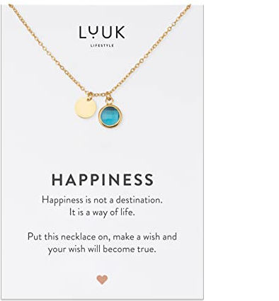 LUUK LIFESTYLE Halskette aus wasserfestem Edelstahl mit Glaskristall Anhänger, moderner Damenschmuck, Geschenkidee für Frauen, Freundschaftskette, in Gold, Silber und Rosé