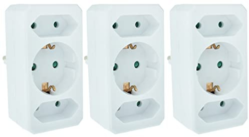 Afeld Elektro 3er Set Mehrfachstecker für Steckdose - 3fach Steckdose Verteiler - Steckdosenadapter 3fach - Steckdosenverteiler