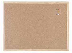 BoardsPlus Lavagna In Sughero, Bacheca In Sughero Autorigenerante Con Cornice In Legno Pino, 60 x 45 cm