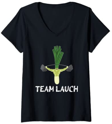 Damen Pumper Gym Bodybuilding Muskelaufbau Kraftsport Team Lauch T-Shirt mit V-Ausschnitt