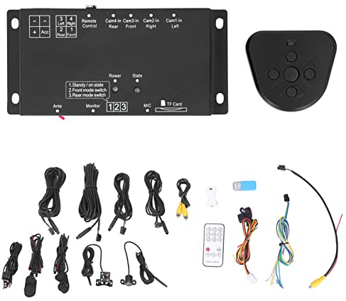 Car DVR, 360° Panoramic Mobile Digital Video Recorder G‑Sensor Universal Remote Wire Control with 4 Camera for Modification