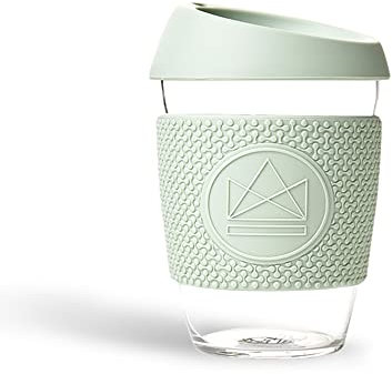 Neon Kactus Glass Coffee Cup | Reusable Glass Cup with Lid for Home or On The Go | Travel Coffee Cup | for Hot & Cold Drinks | Durable, Non-Permeable, Non-Slip, Splash-Proof | Friday Feeling, 12oz