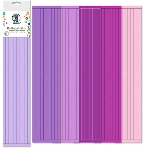 Ursus 57520004 - Quillingstreifen 180 Stück 10 mm breit, Violett Töne, Papierstreifen aus Tonzeichenpapier in 6 verschiedenen Farben