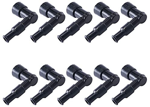 ihreesy 10 Stück Zündkerzenkappen, 90 Grad Wasserdicht Zündkerzenstecker Motorrad Zündkerzenabdeckung Kerzenstecker Motorradzubehör für Roller Scooter Motorrad, Schwarz