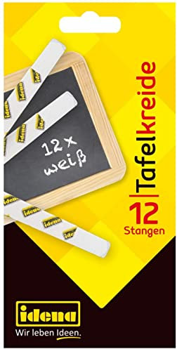 Idena - Tafelkreide in Faltschachtel, 12 Stangen (Weiß | 4er Pack)