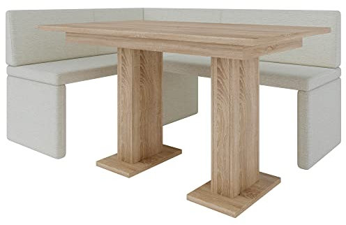FURNISTAR Eckbank Akiko mit Tisch - Eckbankgruppe für Ihrem Esszimmer, Küche modern, Sitzecke, Essecke. Perfekt für Küche, Büro und Rezeption. Solide und Starke Verarbeitung (INARI 22, 196x142 Links)