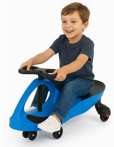 Curvaso Wiggle Kids Push Ride On Car Swivel Scooter Childrens Indoor Outdoor Twist Gyro Toys Gift Blue Black