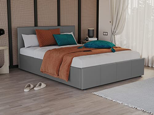 Vida Designs Lisbon Ottoman Faux Leather Bed, Grey (Double 4Ft6 - No Mattress) (UKFR Certified)