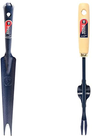 Spear & Jackson 50045 Couteau désherbeur affûté tout Acier & 50046 Tire racine manche Bois