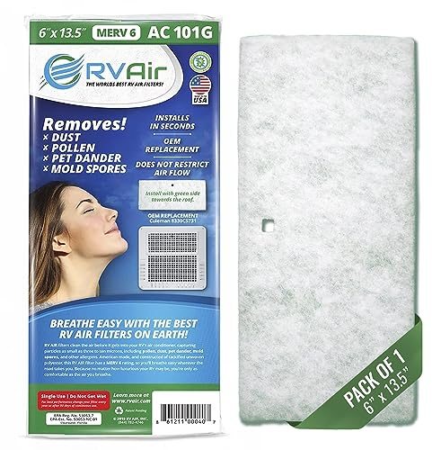 AC Filter - Air Conditioner Replacement Filters - RV Air Cleaner - Camper Accessories for Travel Trailers - Easy to Install - 13.5 x 6 x 0.75 in (1 Filter for AC 101G)
