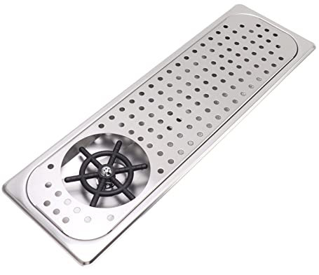 EVGATSAUTO Rinçage de Pichet de Lavage, Rinceur de Pichet, Lave-Tasse, Nettoyage de Verre, Lavage à Haute Pression avec Tuyau de Bac D'égouttement de Vidange pour Bar café (Couleur Acier