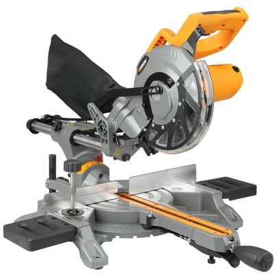 Hoteche 8-1/4-Inch Miter Saw 12.5A Sliding Compound Single Bevel Chop Saw with Laser and Blade for Wood and Metal Working