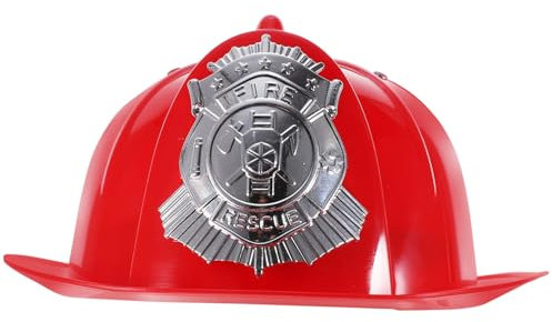 EXCEART Feuerwehrhelm Rot Feuerwehr Helm Kinder Erwachsene Plastik Feuerwehrmann Helm Schutzhelm Weihnachten Halloween Kostüm Cosplay Fasching Karneval Party Verkleidung Spielzeug Zubehör
