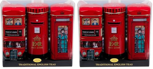 New English Teas English Icon Tea Tins Gift Set with 42 English Breakfast teabags (Pack of 2)