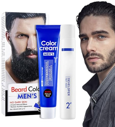 Tintura per barba nera | 2 pezzi di tintura per baffi scuri e colorazione per barba | Shampoo alle erbe per capelli neri per colorare la barba a lunga durata, tintura per barba nera da uomo per Bexdug