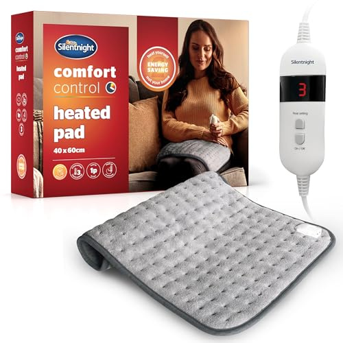 Silentnight Electric Heat Pad - Heat Pad for Back Neck Should Period Pain Relief with Supersoft Stain Resistant Wipe Clean Fleece Finish - Heating Heated Pad 3 Heat Settings and Fast Heat Up - 40x60cm