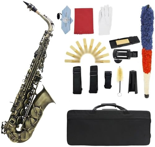 Eb-Altsaxophon, Bronzekörper, Geschnitzte Tastatur Mit Tasche, Schilftuch, Saxophonzubehör Anfänger saxophon