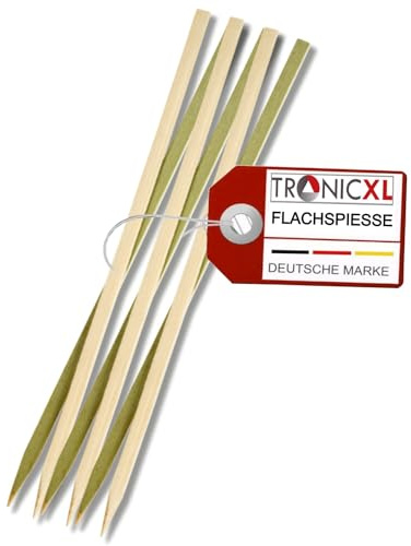 TronicXL 50x Flache Bambusspieß Flachspiesse 25cm Holzspieße Schaschlikspieße Holz Bambus Fleischspieß BBQ