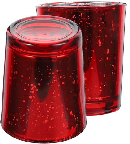 ABOOFAN Ensemble de Bougeoirs en Verre Bougeoirs Rouges Design Vintage Petites Coupelles à Bougies Finition Mouchetée en Métal