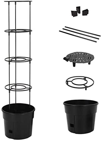 Tomatentopf, Blumentopf Hoch Kräuterbeet Hochbeet Holz Blumentopf Set Geeignet für Innen Garten Succulents Draußen Anthrazit Ø29,5x115 cm Polypropylen