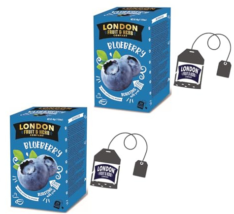 London Fruit® | Infusión Digestiva de Arándanos Naturalmente Sin Cafeína | Té de hierbas antioxidante para la noche - 2 x 20 sobres (80 gr)